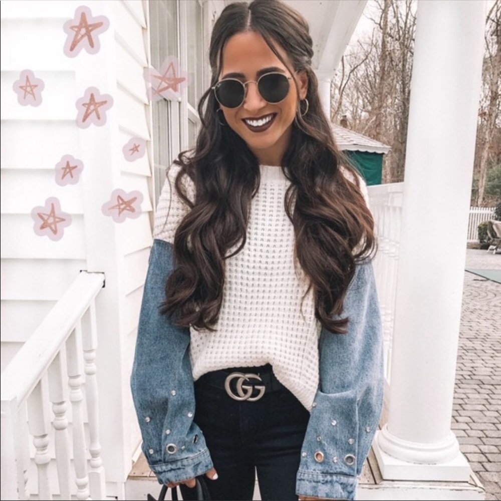 VICI Jewel Contrast Denim Sweater